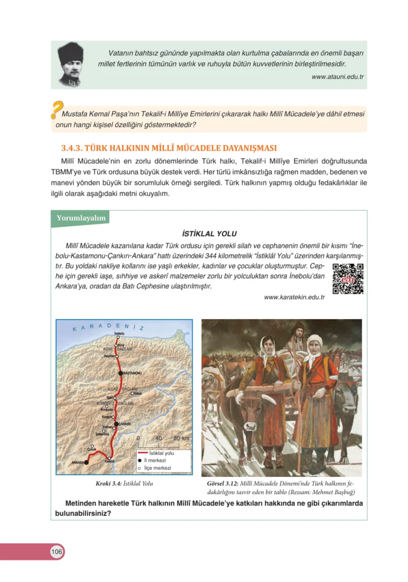 8. Sınıf İnkılap Tarihi Ders Kitabı Cevapları Ders Destek Yayınları Sayfa 106