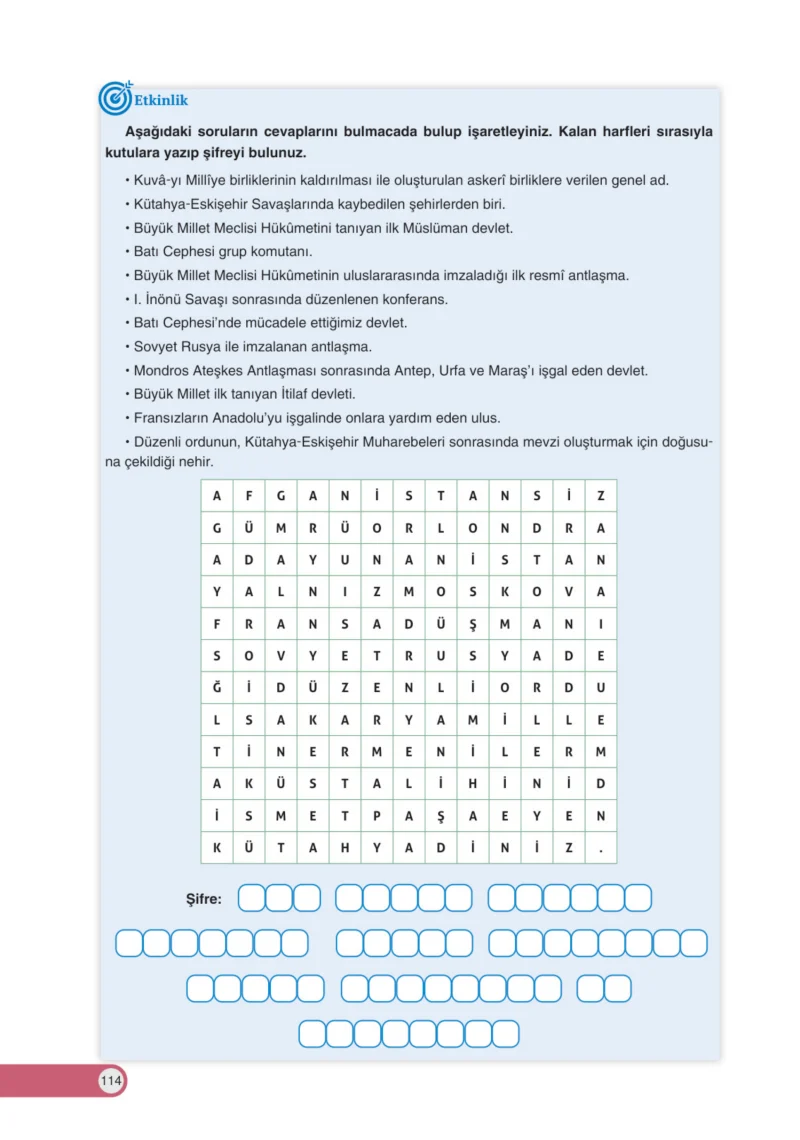 8. Sınıf İnkılap Tarihi Ders Kitabı Cevapları Ders Destek Yayınları Sayfa 114