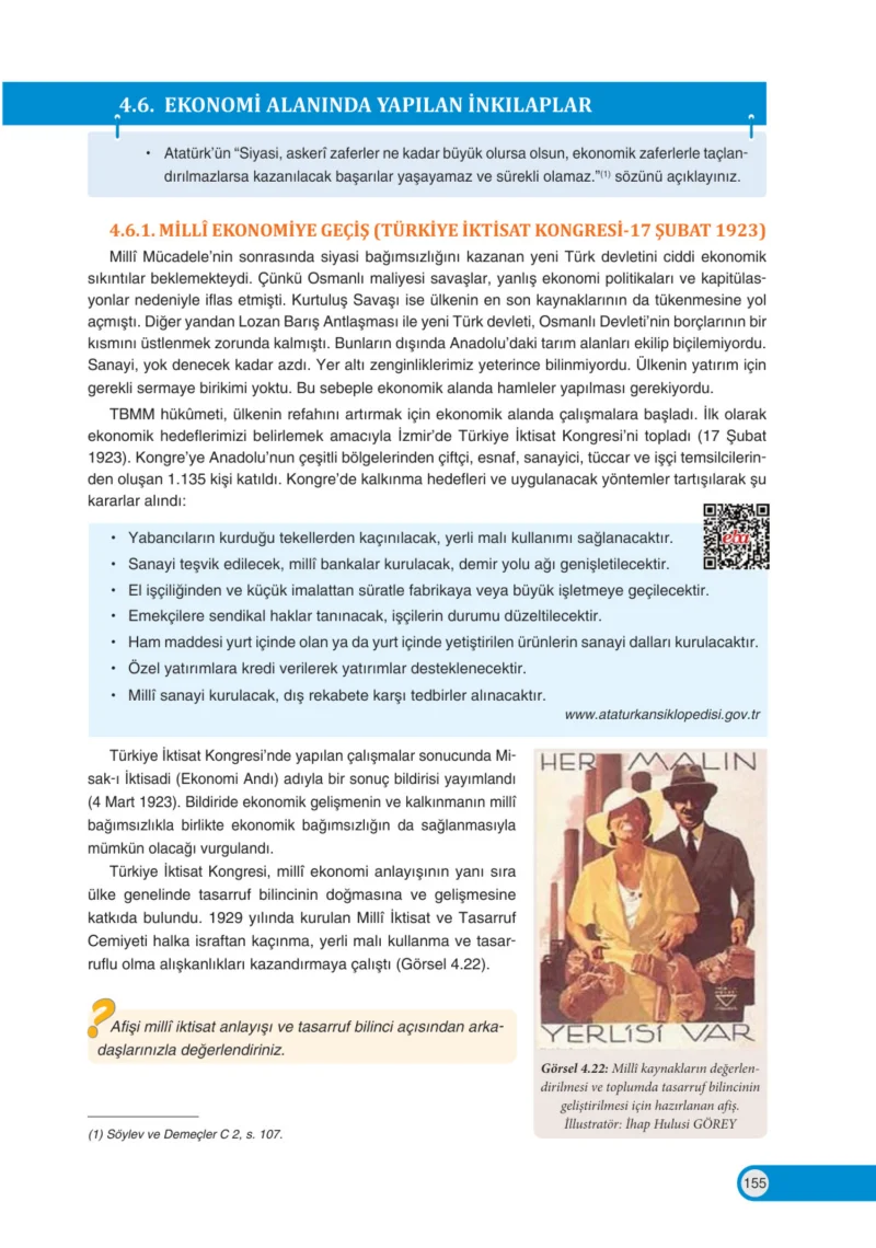 8. Sınıf İnkılap Tarihi Ders Kitabı Cevapları Ders Destek Yayınları Sayfa 155
