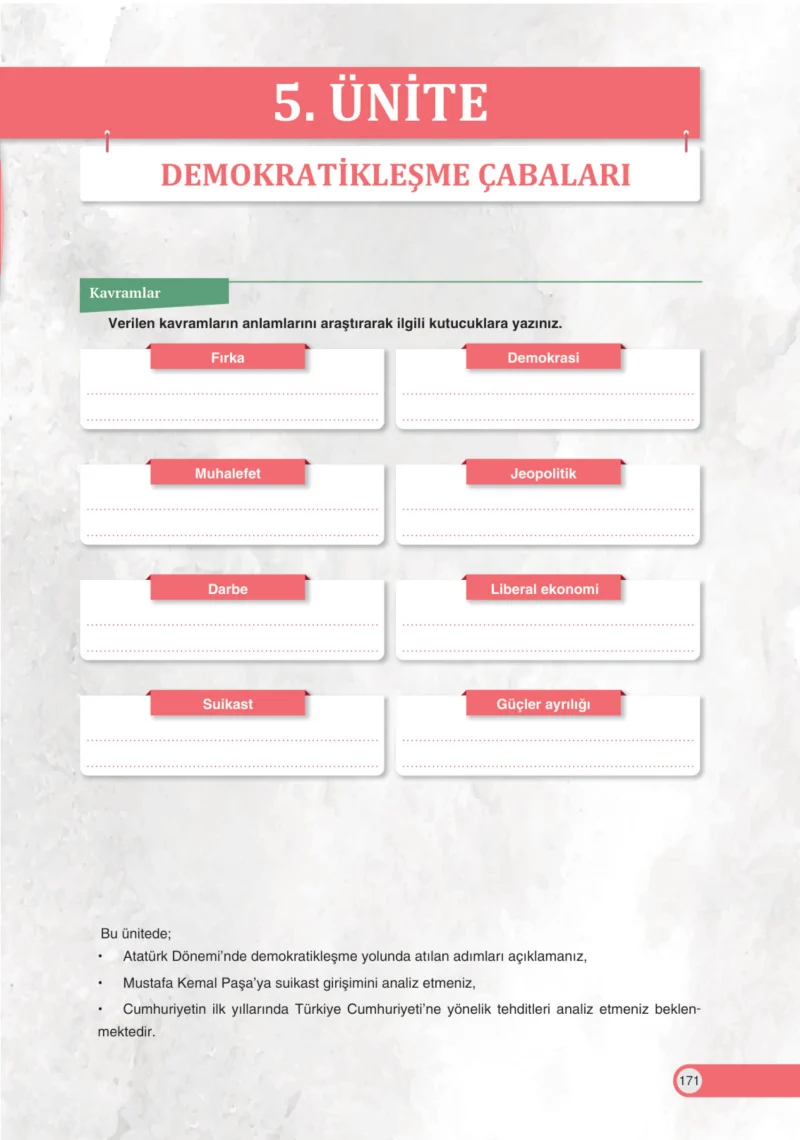 8. Sınıf İnkılap Tarihi Ders Kitabı Cevapları Ders Destek Yayınları Sayfa 171