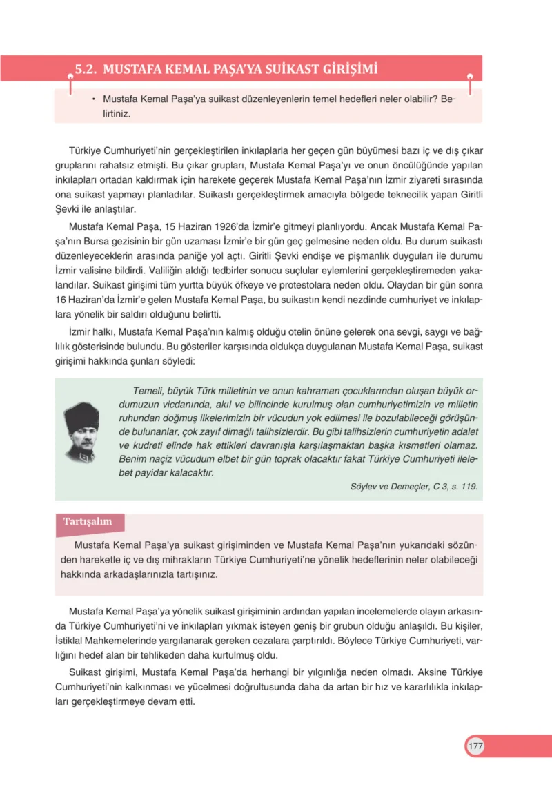 8. Sınıf İnkılap Tarihi Ders Kitabı Cevapları Ders Destek Yayınları Sayfa 177
