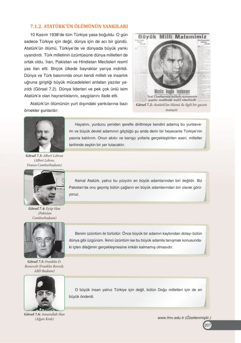 8. Sınıf İnkılap Tarihi Ders Kitabı Cevapları Ders Destek Yayınları Sayfa 207