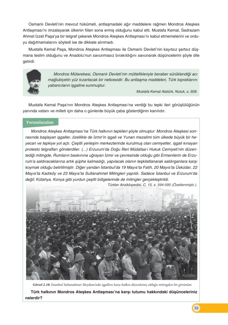 8. Sınıf İnkılap Tarihi Ders Kitabı Cevapları Ders Destek Yayınları Sayfa 55