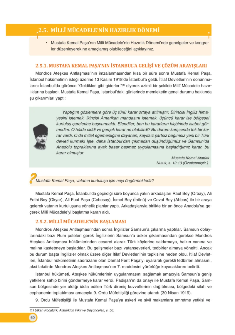 8. Sınıf İnkılap Tarihi Ders Kitabı Cevapları Ders Destek Yayınları Sayfa 60