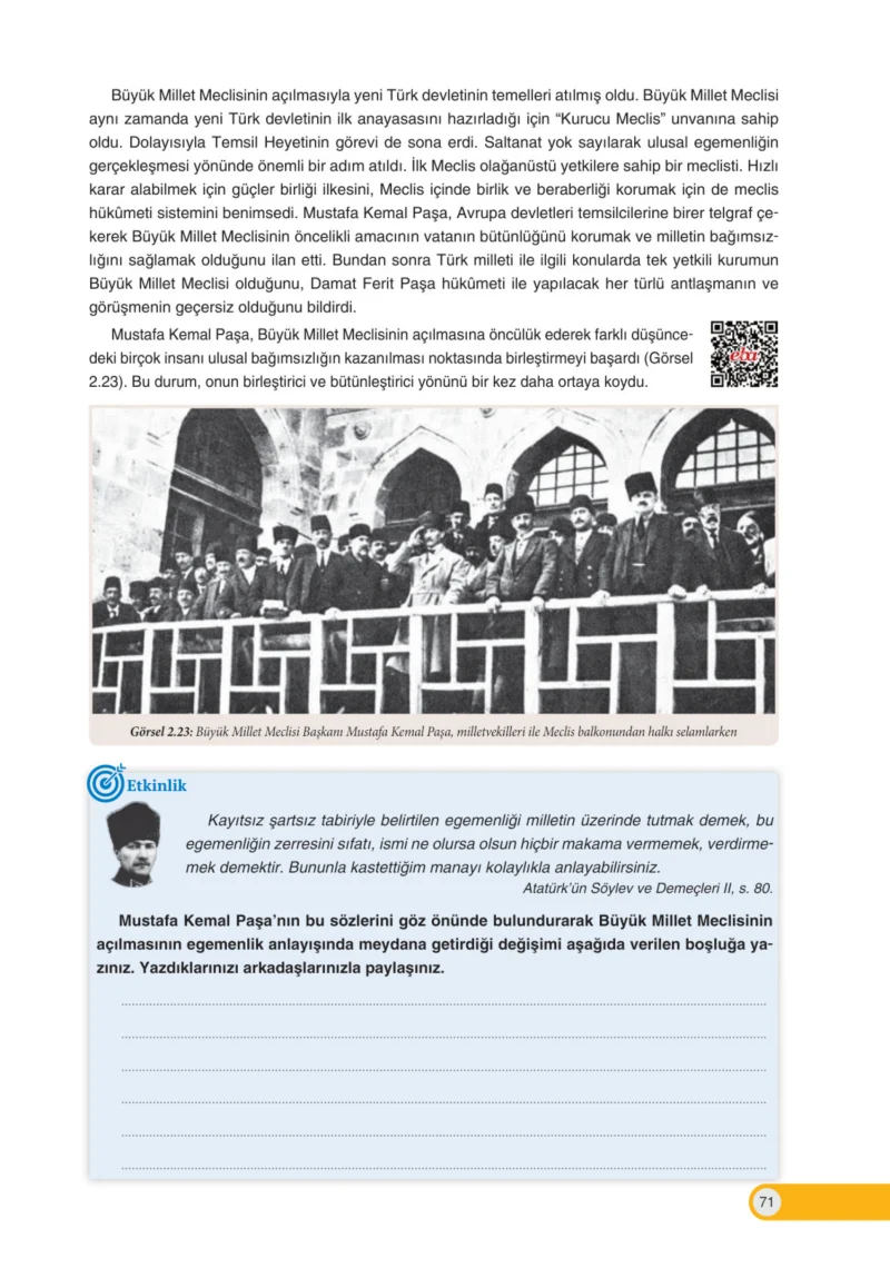 8. Sınıf İnkılap Tarihi Ders Kitabı Cevapları Ders Destek Yayınları Sayfa 71