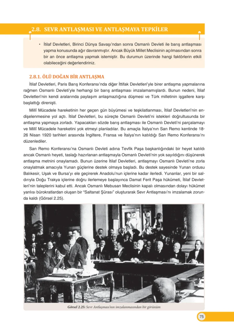 8. Sınıf İnkılap Tarihi Ders Kitabı Cevapları Ders Destek Yayınları Sayfa 75