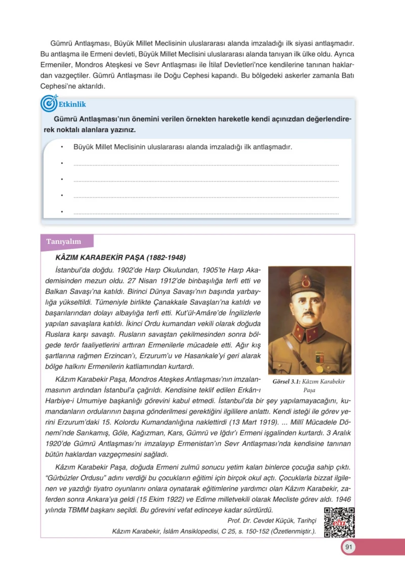 8. Sınıf İnkılap Tarihi Ders Kitabı Cevapları Ders Destek Yayınları Sayfa 91