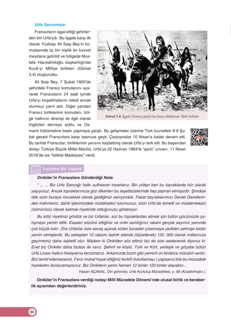 8. Sınıf İnkılap Tarihi Ders Kitabı Cevapları Ders Destek Yayınları Sayfa 94