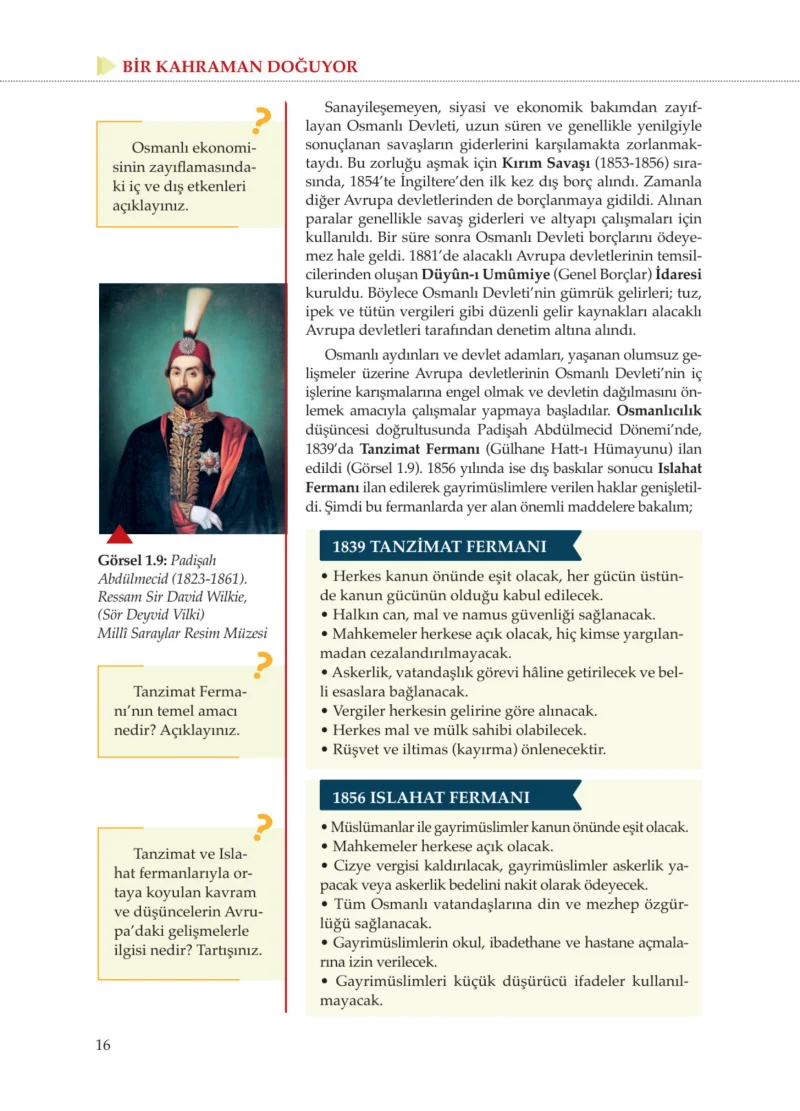 8. Sınıf İnkılap Tarihi Ders Kitabı Cevapları Meb Yayınları Sayfa 16