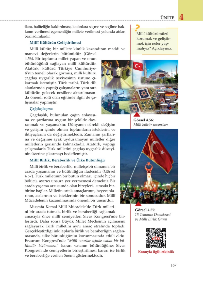 8. Sınıf İnkılap Tarihi Ders Kitabı Cevapları Meb Yayınları Sayfa 167