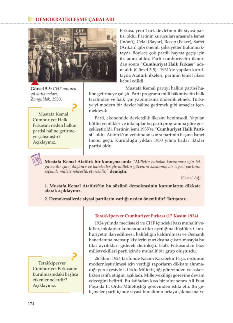 8. Sınıf İnkılap Tarihi Ders Kitabı Cevapları Meb Yayınları Sayfa 174