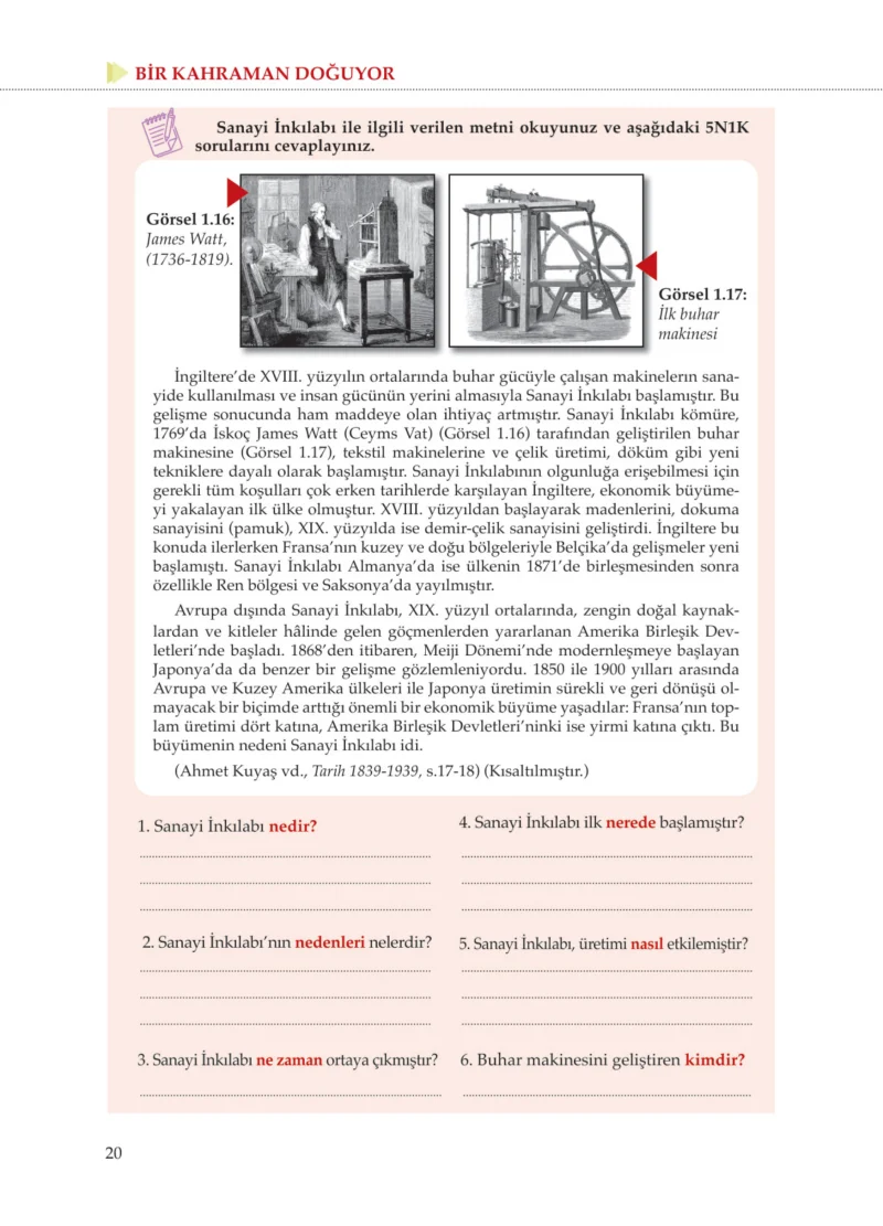 8. Sınıf İnkılap Tarihi Ders Kitabı Cevapları Meb Yayınları Sayfa 20