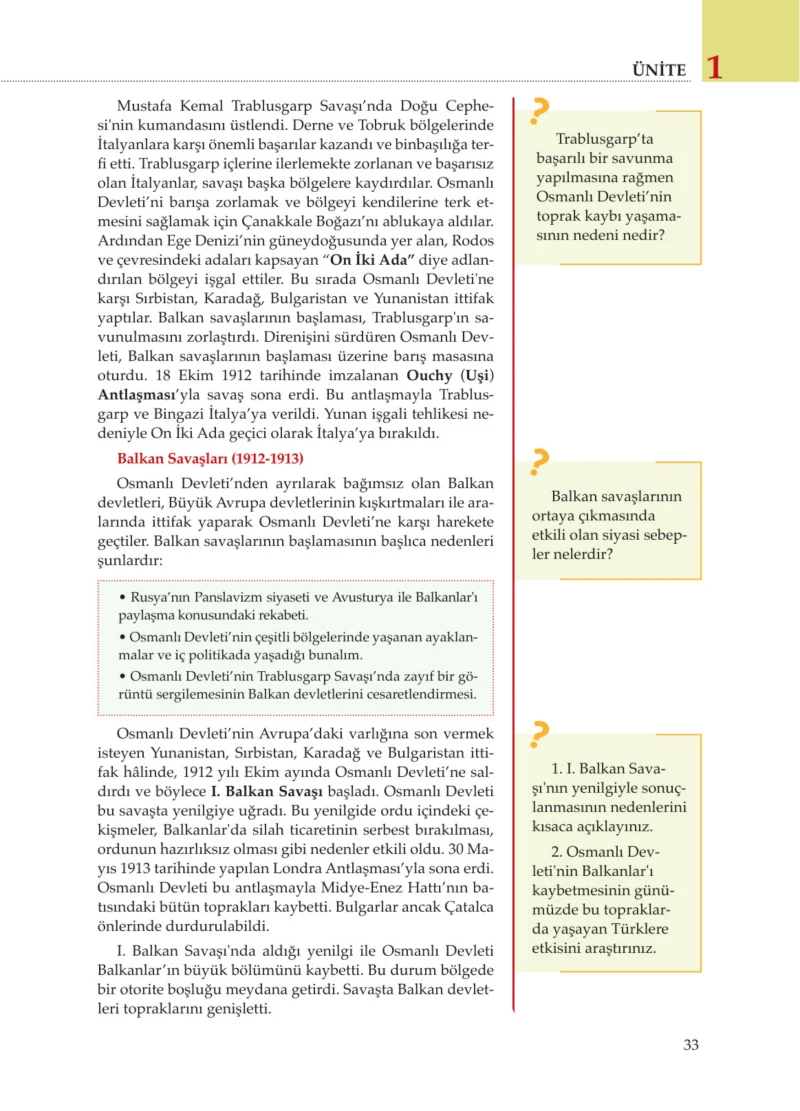 8. Sınıf İnkılap Tarihi Ders Kitabı Cevapları Meb Yayınları Sayfa 33