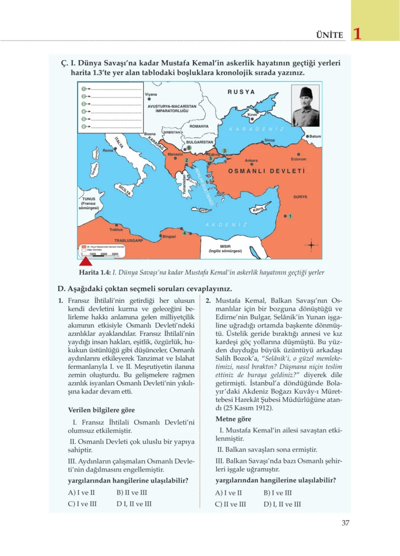 8. Sınıf İnkılap Tarihi Ders Kitabı Cevapları Meb Yayınları Sayfa 37