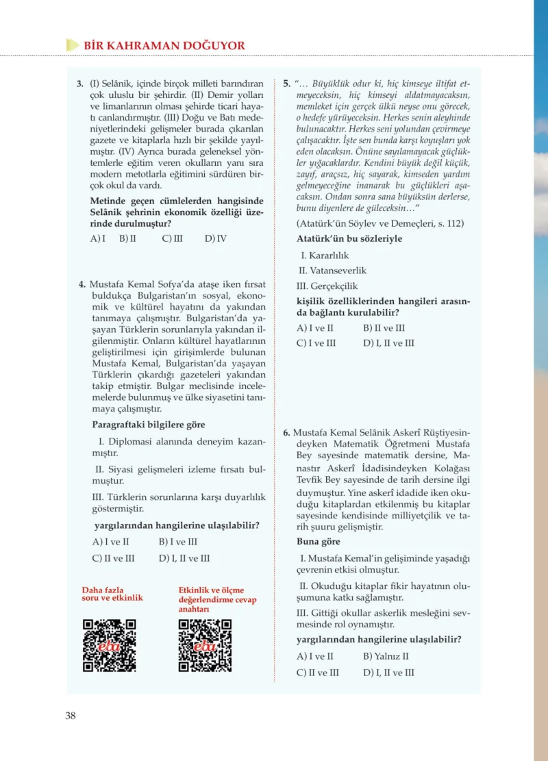 8. Sınıf İnkılap Tarihi Ders Kitabı Cevapları Meb Yayınları Sayfa 38