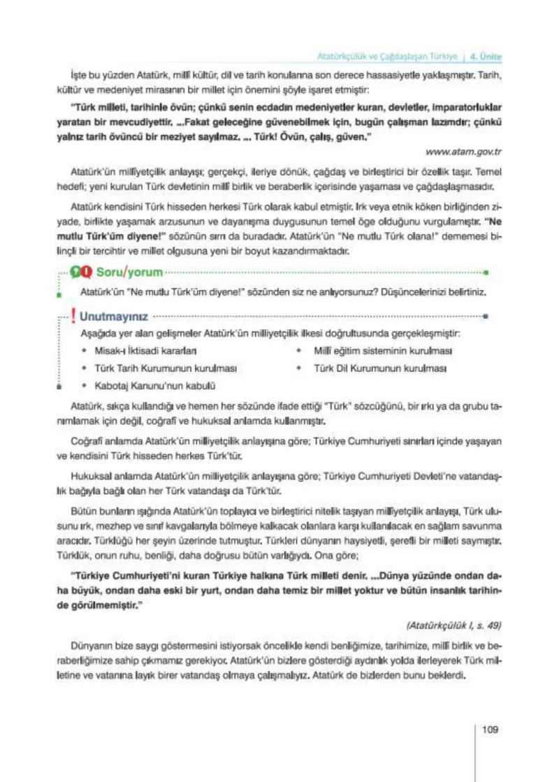8. Sınıf İnkılap Tarihi Ders Kitabı Cevapları Nev Kitap Yayınları Sayfa 109