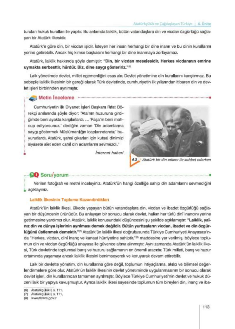 8. Sınıf İnkılap Tarihi Ders Kitabı Cevapları Nev Kitap Yayınları Sayfa 113
