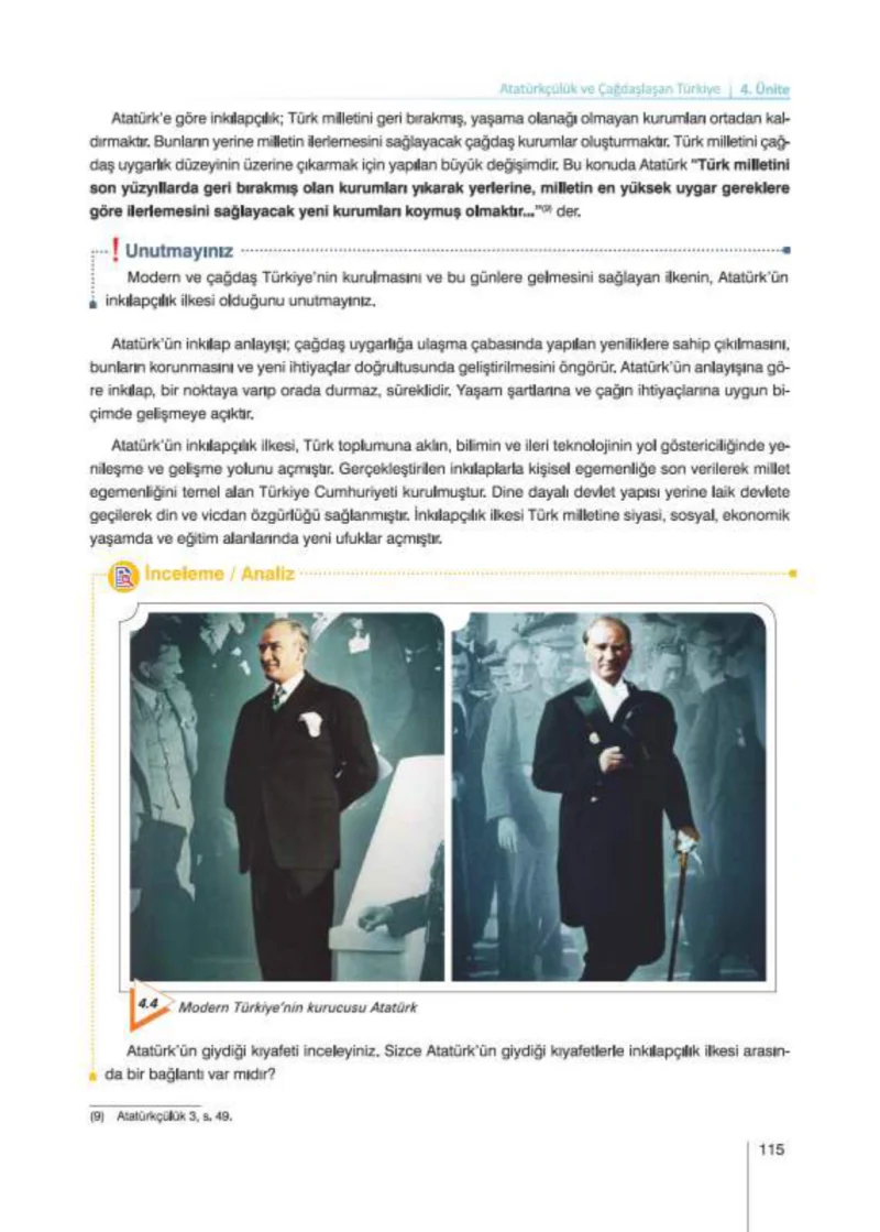 8. Sınıf İnkılap Tarihi Ders Kitabı Cevapları Nev Kitap Yayınları Sayfa 115
