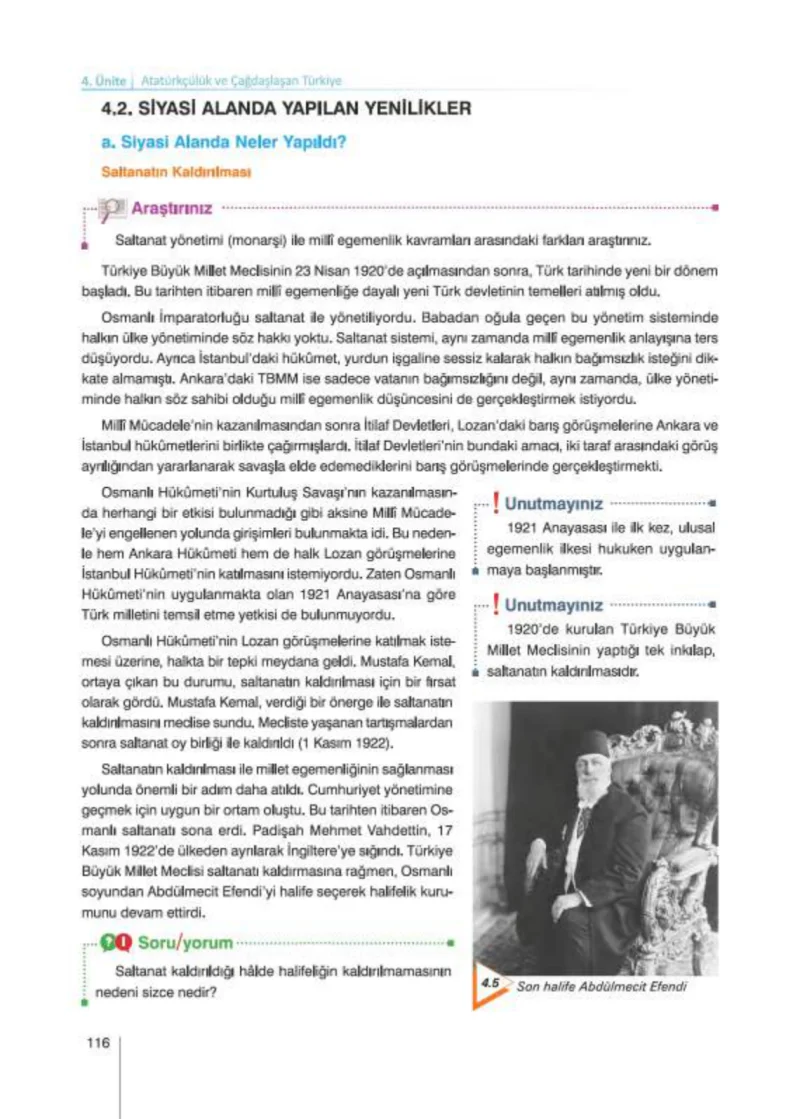 8. Sınıf İnkılap Tarihi Ders Kitabı Cevapları Nev Kitap Yayınları Sayfa 116