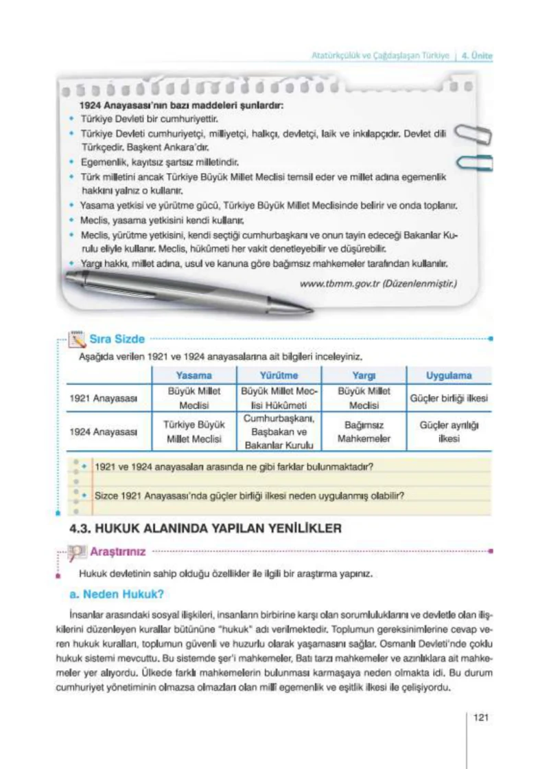 8. Sınıf İnkılap Tarihi Ders Kitabı Cevapları Nev Kitap Yayınları Sayfa 121