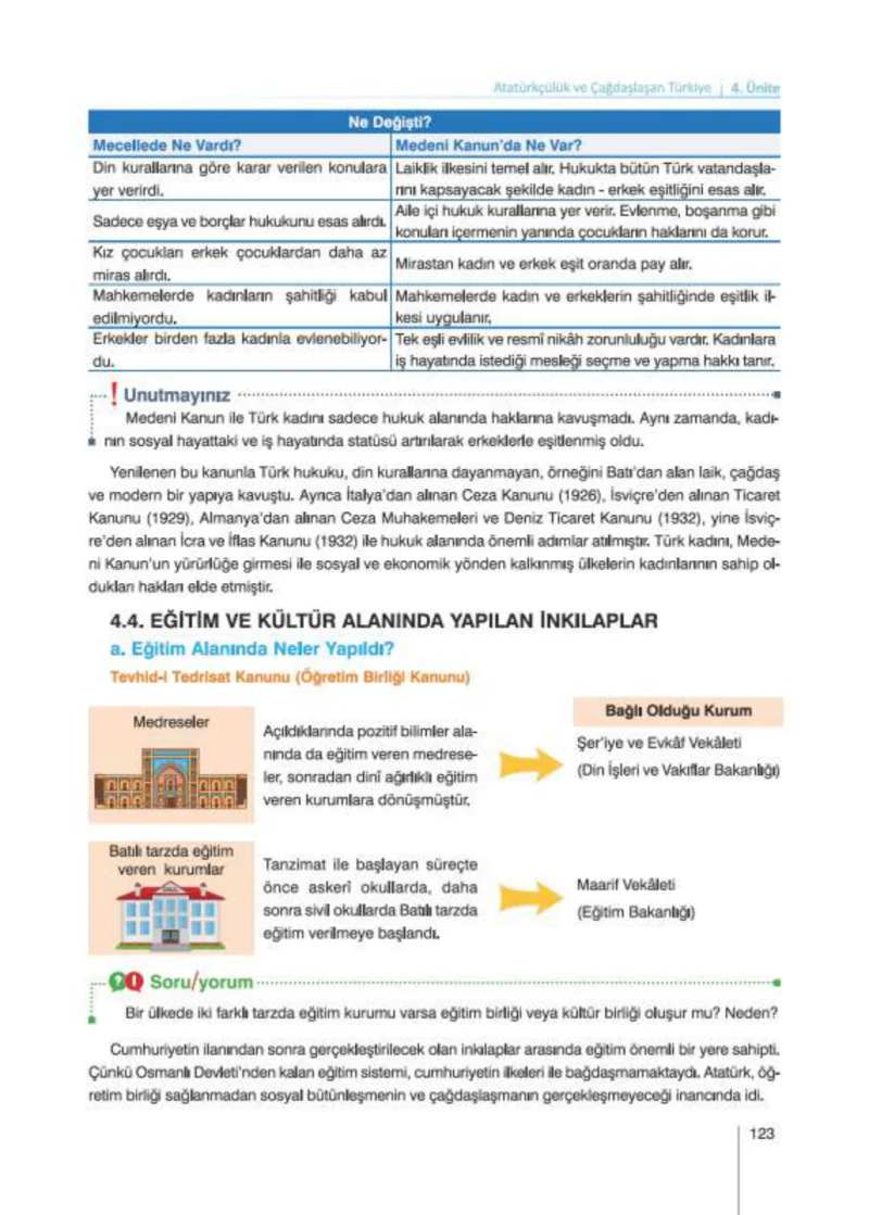 8. Sınıf İnkılap Tarihi Ders Kitabı Cevapları Nev Kitap Yayınları Sayfa 123