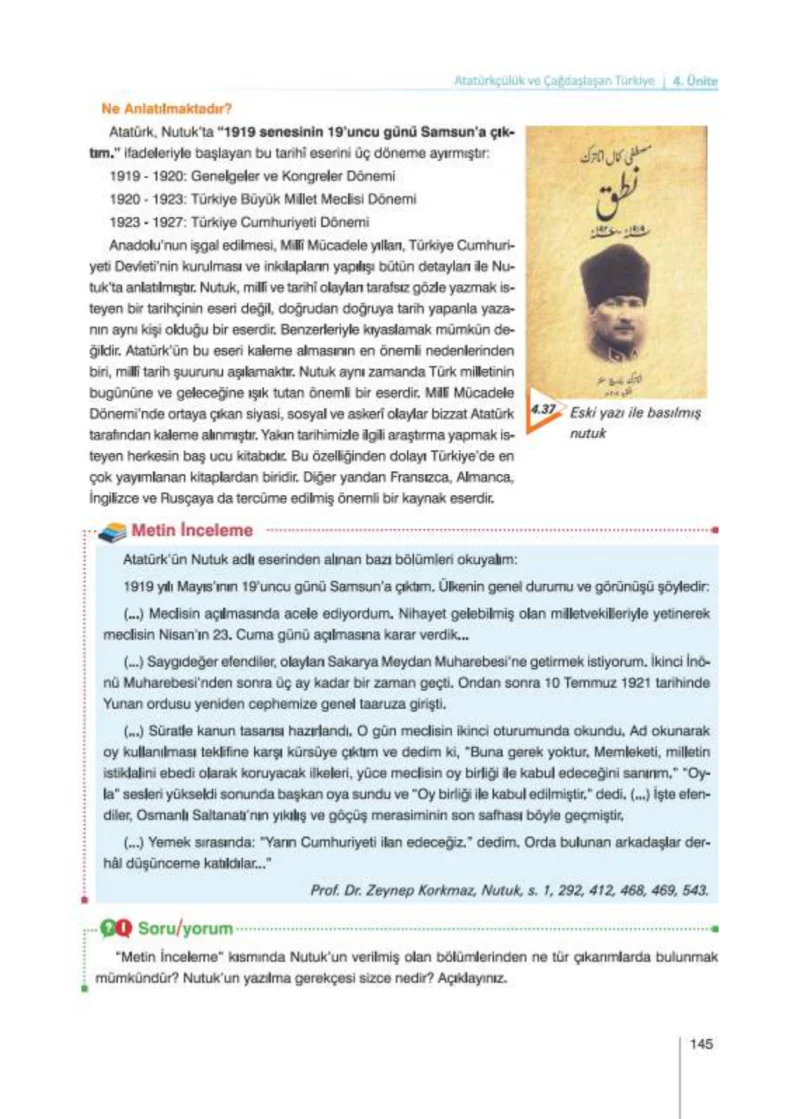 8. Sınıf İnkılap Tarihi Ders Kitabı Cevapları Nev Kitap Yayınları Sayfa 145