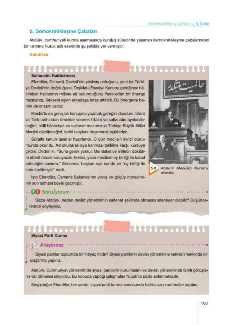 8. Sınıf İnkılap Tarihi Ders Kitabı Cevapları Nev Kitap Yayınları Sayfa 163