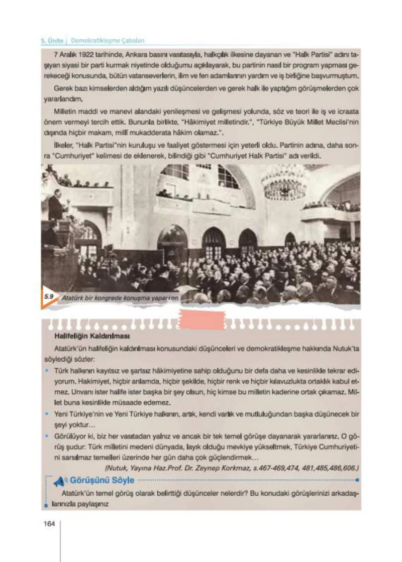 8. Sınıf İnkılap Tarihi Ders Kitabı Cevapları Nev Kitap Yayınları Sayfa 164