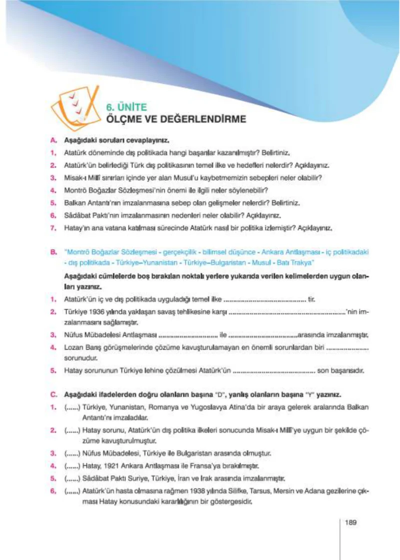 8. Sınıf İnkılap Tarihi Ders Kitabı Cevapları Nev Kitap Yayınları Sayfa 189