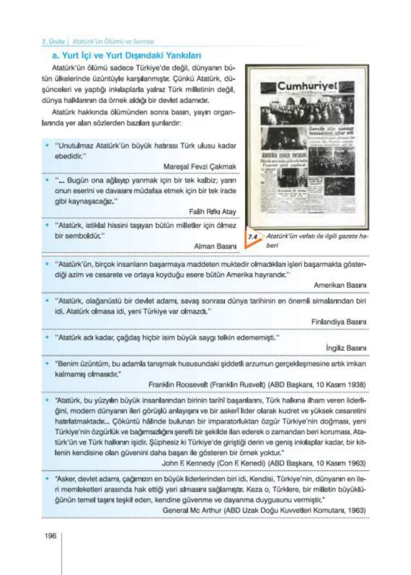 8. Sınıf İnkılap Tarihi Ders Kitabı Cevapları Nev Kitap Yayınları Sayfa 196