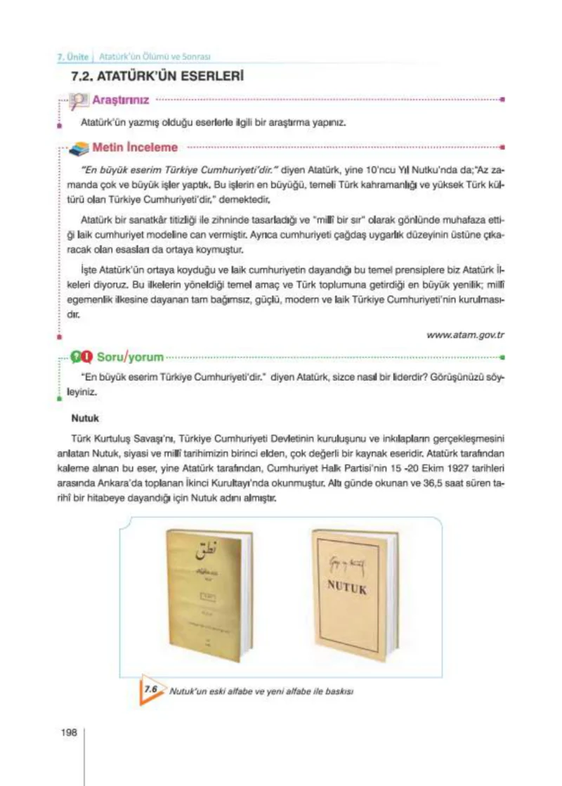 8. Sınıf İnkılap Tarihi Ders Kitabı Cevapları Nev Kitap Yayınları Sayfa 198