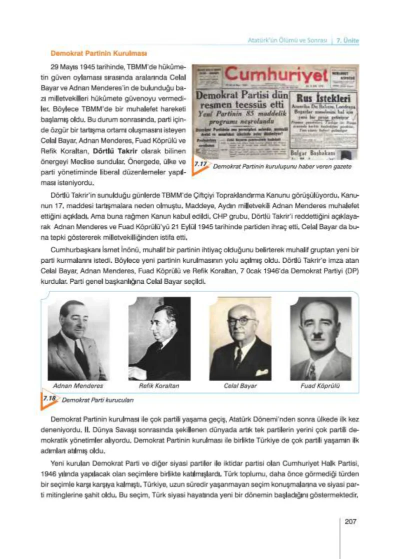 8. Sınıf İnkılap Tarihi Ders Kitabı Cevapları Nev Kitap Yayınları Sayfa 207
