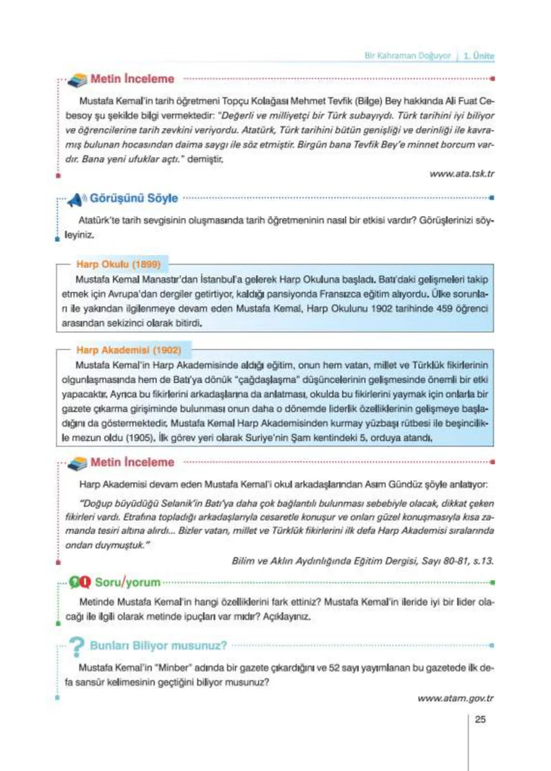 8. Sınıf İnkılap Tarihi Ders Kitabı Cevapları Nev Kitap Yayınları Sayfa 25