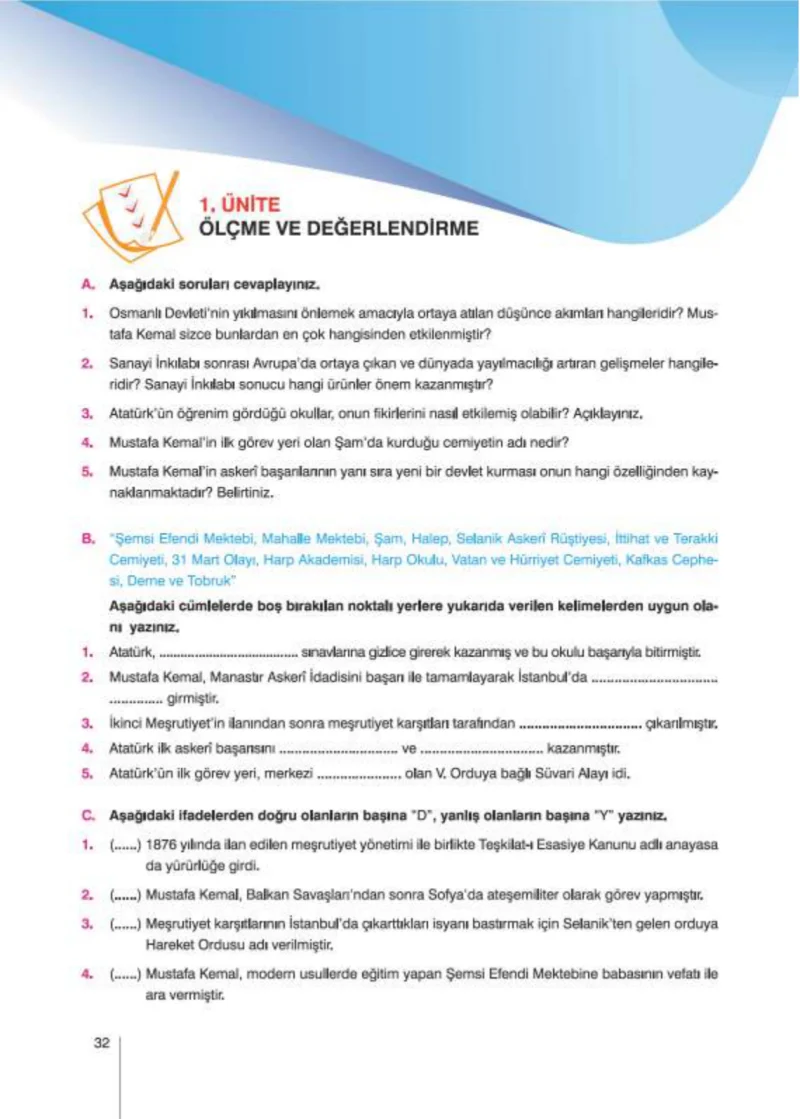 8. Sınıf İnkılap Tarihi Ders Kitabı Cevapları Nev Kitap Yayınları Sayfa 32
