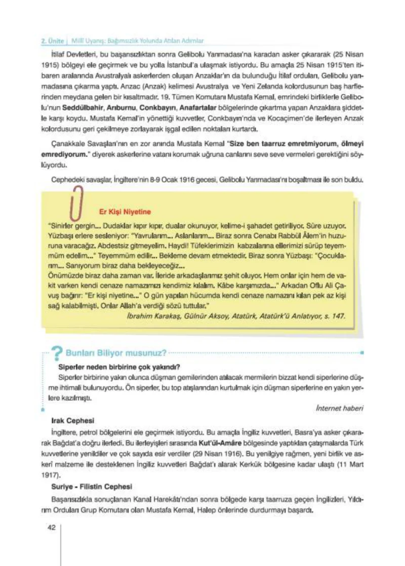 8. Sınıf İnkılap Tarihi Ders Kitabı Cevapları Nev Kitap Yayınları Sayfa 42
