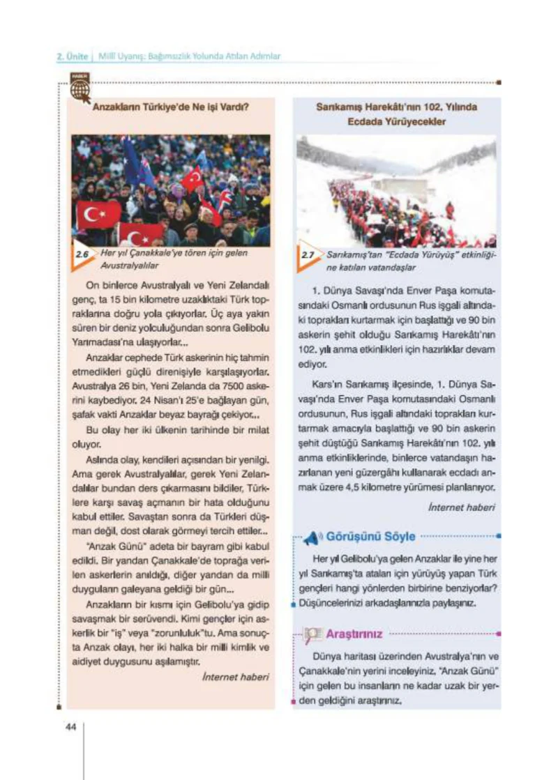 8. Sınıf İnkılap Tarihi Ders Kitabı Cevapları Nev Kitap Yayınları Sayfa 44