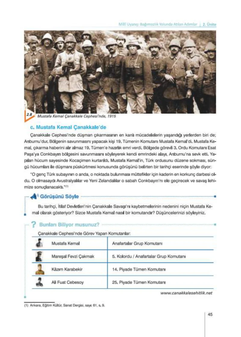 8. Sınıf İnkılap Tarihi Ders Kitabı Cevapları Nev Kitap Yayınları Sayfa 45