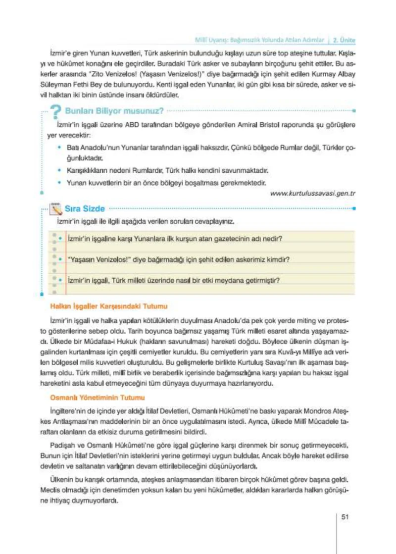 8. Sınıf İnkılap Tarihi Ders Kitabı Cevapları Nev Kitap Yayınları Sayfa 51