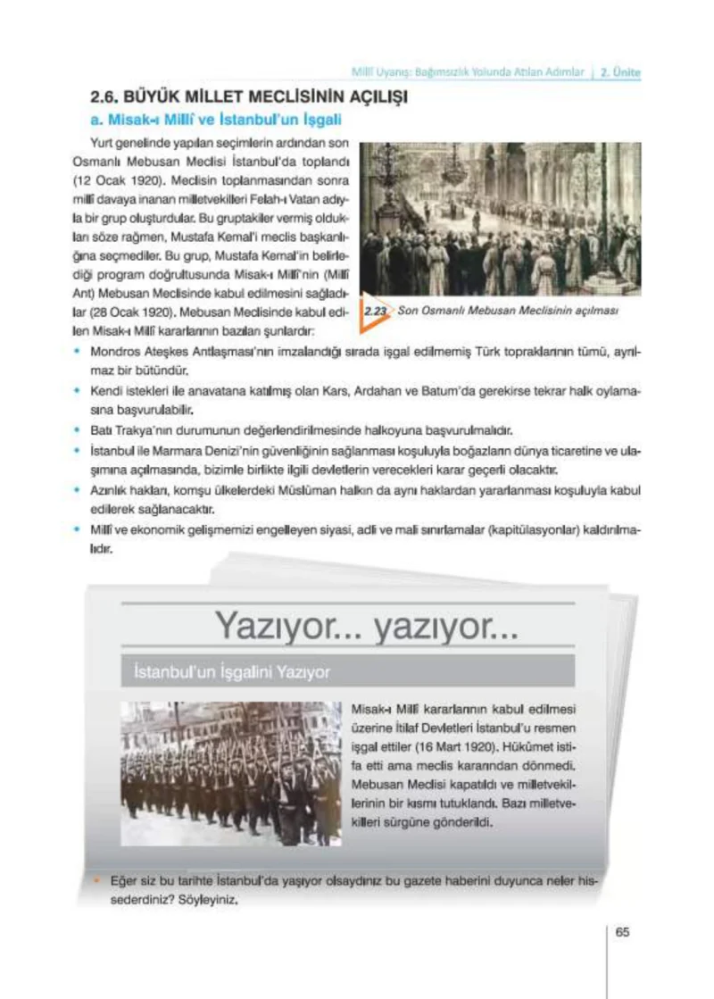 8. Sınıf İnkılap Tarihi Ders Kitabı Cevapları Nev Kitap Yayınları Sayfa 65