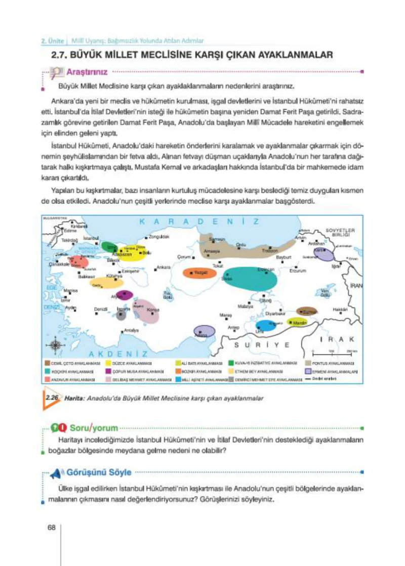 8. Sınıf İnkılap Tarihi Ders Kitabı Cevapları Nev Kitap Yayınları Sayfa 68
