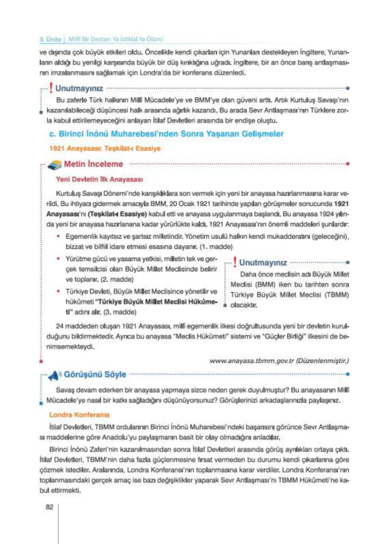 8. Sınıf İnkılap Tarihi Ders Kitabı Cevapları Nev Kitap Yayınları Sayfa 82