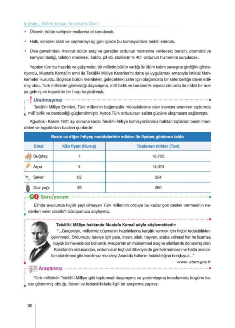 8. Sınıf İnkılap Tarihi Ders Kitabı Cevapları Nev Kitap Yayınları Sayfa 90