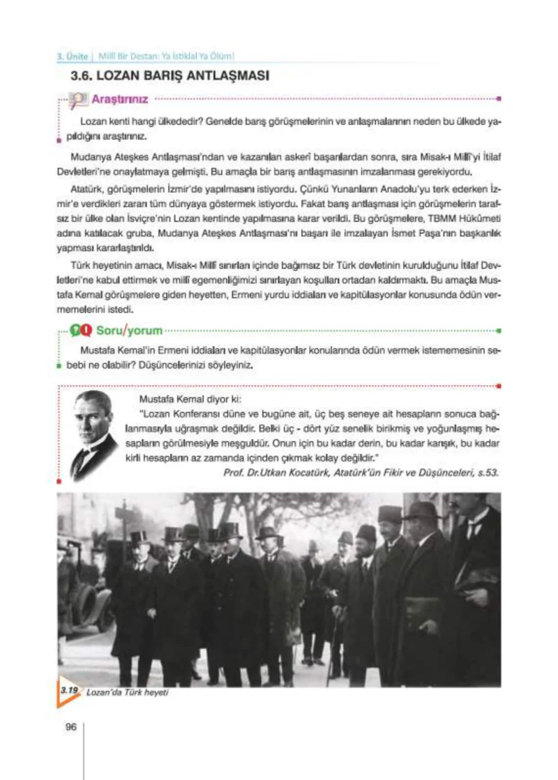8. Sınıf İnkılap Tarihi Ders Kitabı Cevapları Nev Kitap Yayınları Sayfa 96