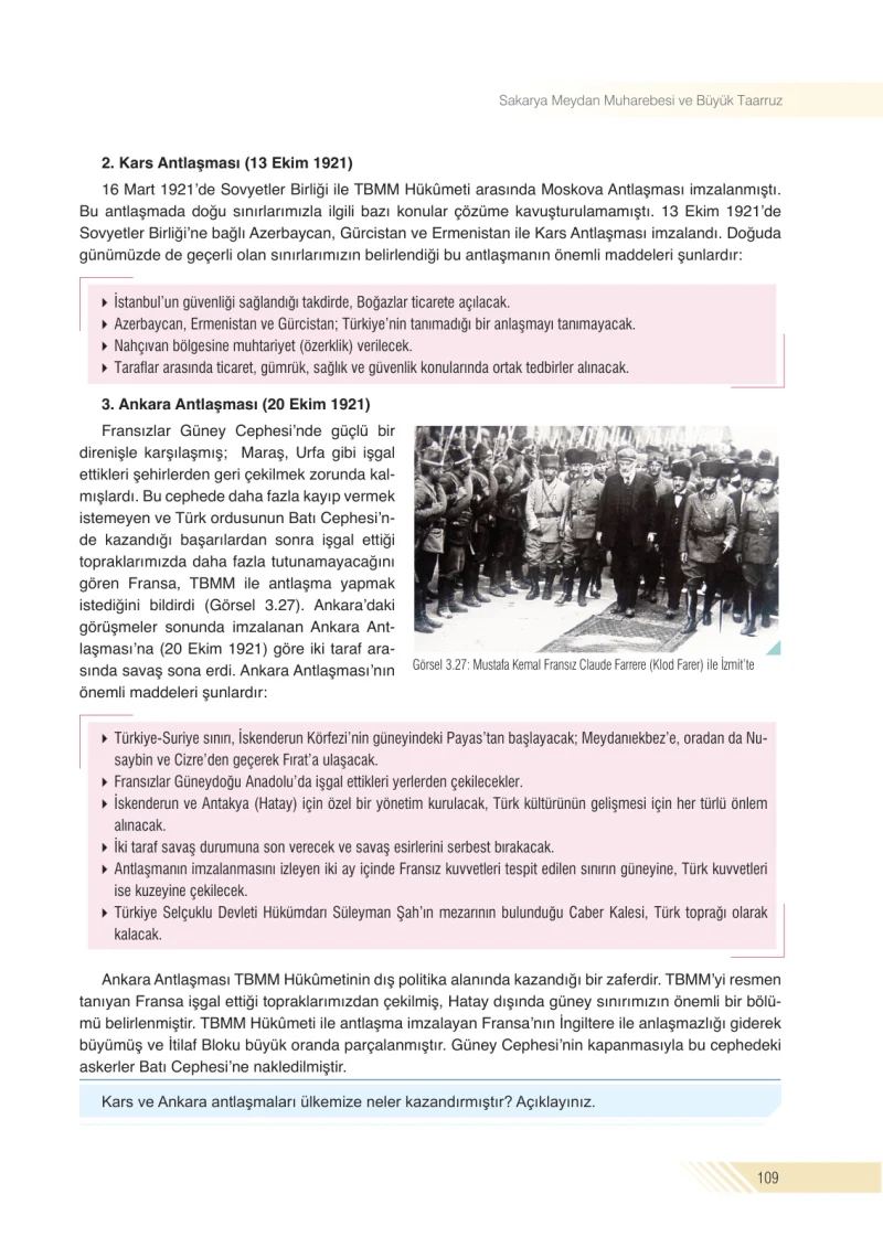 8. Sınıf İnkılap Tarihi Ders Kitabı Cevapları Semih Ofset S.E.K. Yayınları Sayfa 109