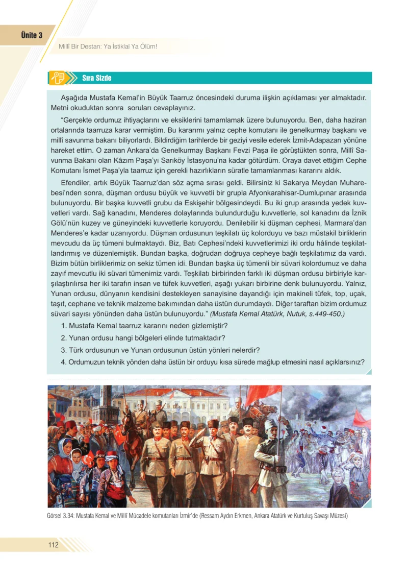 8. Sınıf İnkılap Tarihi Ders Kitabı Cevapları Semih Ofset S.E.K. Yayınları Sayfa 112