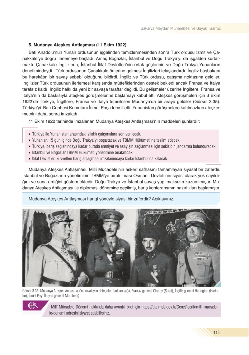 8. Sınıf İnkılap Tarihi Ders Kitabı Cevapları Semih Ofset S.E.K. Yayınları Sayfa 113