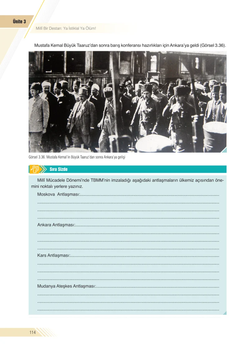 8. Sınıf İnkılap Tarihi Ders Kitabı Cevapları Semih Ofset S.E.K. Yayınları Sayfa 114