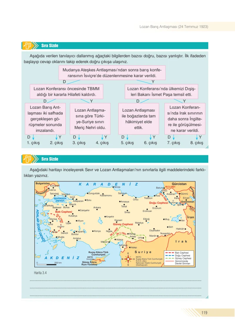 8. Sınıf İnkılap Tarihi Ders Kitabı Cevapları Semih Ofset S.E.K. Yayınları Sayfa 119