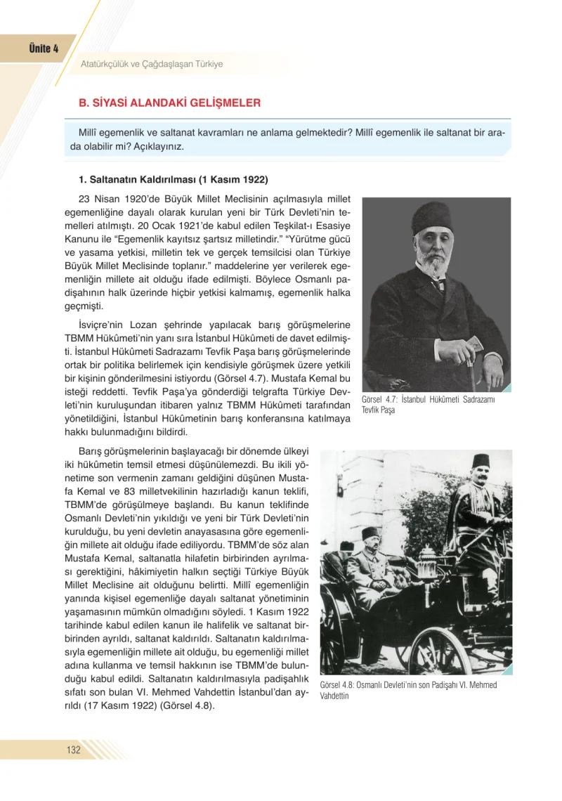 8. Sınıf İnkılap Tarihi Ders Kitabı Cevapları Semih Ofset S.E.K. Yayınları Sayfa 132