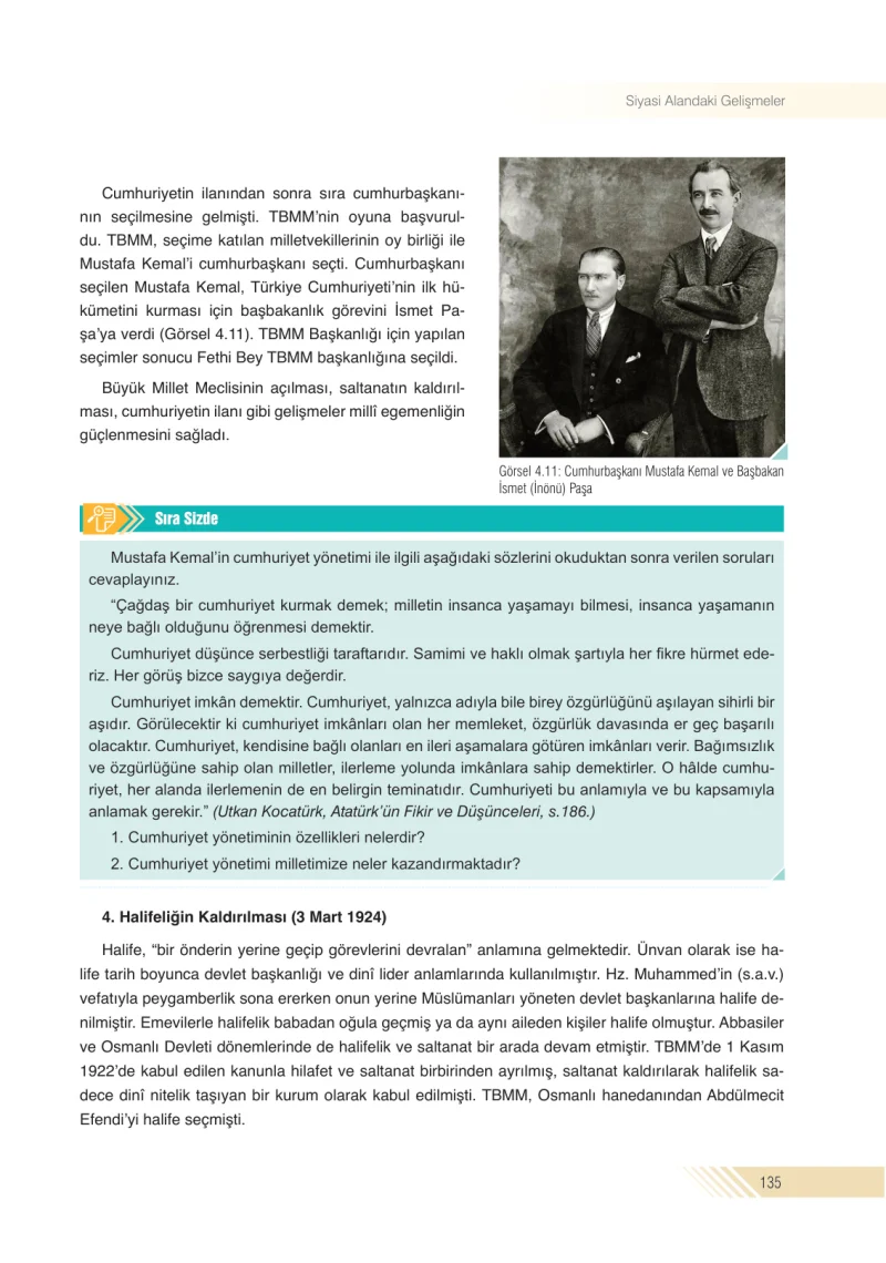 8. Sınıf İnkılap Tarihi Ders Kitabı Cevapları Semih Ofset S.E.K. Yayınları Sayfa 135